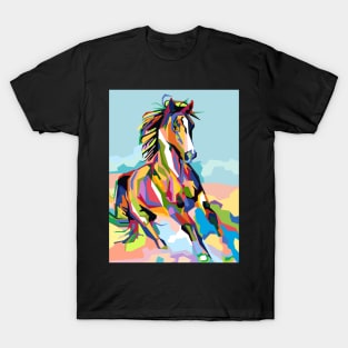 Abstract horse paintings in WPAP T-Shirt